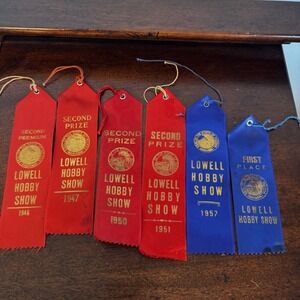 6 Pc. 1946-1957 Lowell, Indiana - Hobby Show Place Ribbons Lot